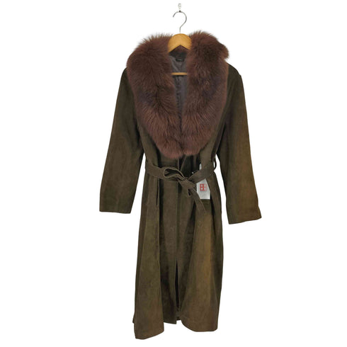 Perma Stone suede&fur 襟ファー スエードロングコート レディース JPN:13号