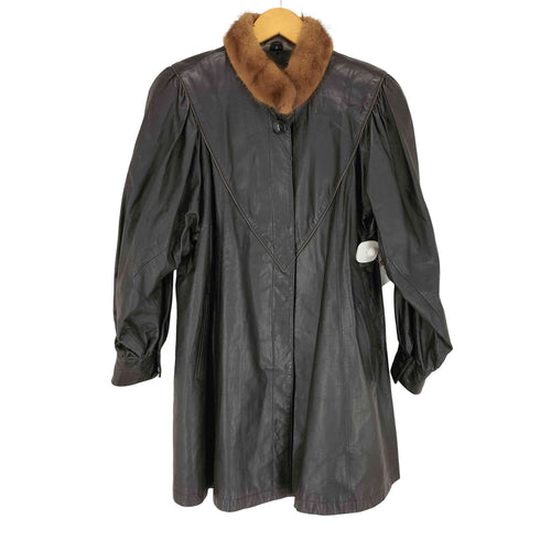 MYLENE LEATHER fur cow leather 襟ファー カウレザー コート レディース FREE