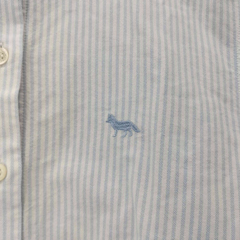 メゾンキツネ MAISON KITSUNE フロントロゴ刺繍 ストライプ柄 長袖シャツ レディース 34