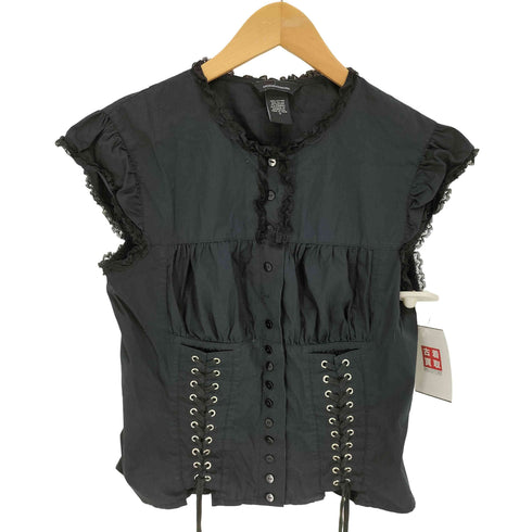 MODA INTERNATIONAL レースアップ フリル ブラウス Y2K ゴス レディース JPN:S