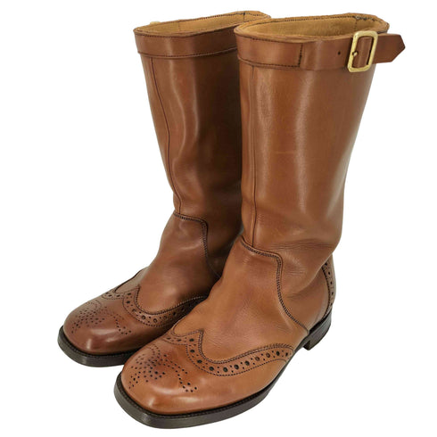 トリッカーズ Trickers グッドイヤーウェルト製法 バーニッシュドカーフ ウイングチップ レザー メダリオンロングブーツ カントリーブーツ レディース 4.4