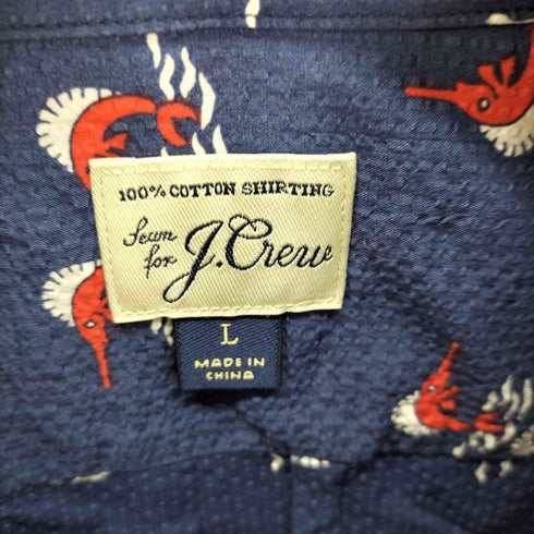 ジェイクルー J.CREW カジキ柄 ボタンダウン半袖シャツ メンズ import:L