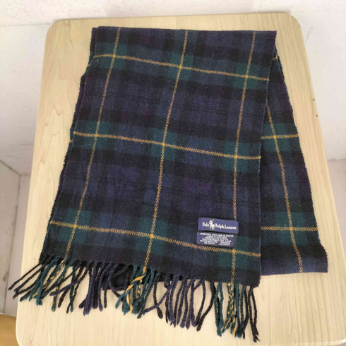 ポロラルフローレン POLO RALPH LAUREN MADE IN SCOTLAND スコットランド製 ポニー刺繍 チェック ウール マフラー メンズ