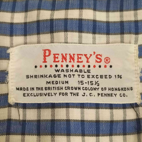 ペニーズ PENNEYS 60S ボックスシルエット チェック オープンカラー S/S シャツ メンズ 15 1/2