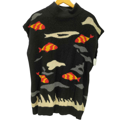 WILLIAM KASPER 90s 半袖 ニット 魚 フィッシュ カシミア 100% モックネック メンズ 1X