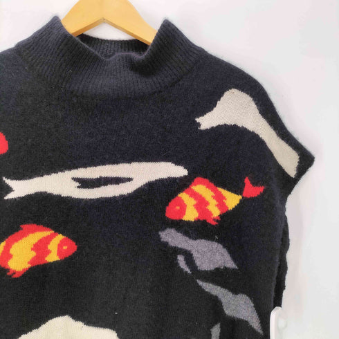 WILLIAM KASPER 90s 半袖 ニット 魚 フィッシュ カシミア 100% モックネック メンズ 1X