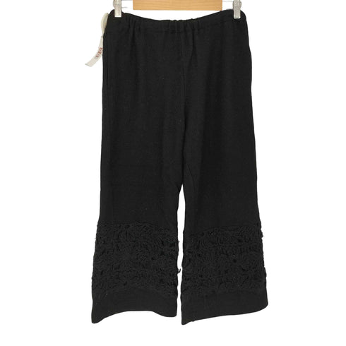 トリココムデギャルソン tricot COMME des GARCONS 00S 裾フラワーモチーフ ウール ニット ワイド パンツ レディース