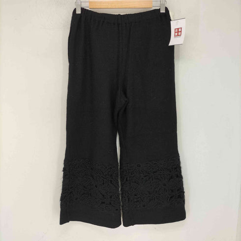 トリココムデギャルソン tricot COMME des GARCONS 00S 裾フラワーモチーフ ウール ニット ワイド パンツ レディース