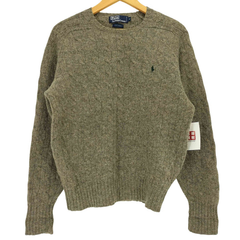 ポロバイラルフローレン Polo by RALPH LAUREN 100%ウール ケーブル編み メランジ クルーネック L/S 長袖 ニット メンズ import:M