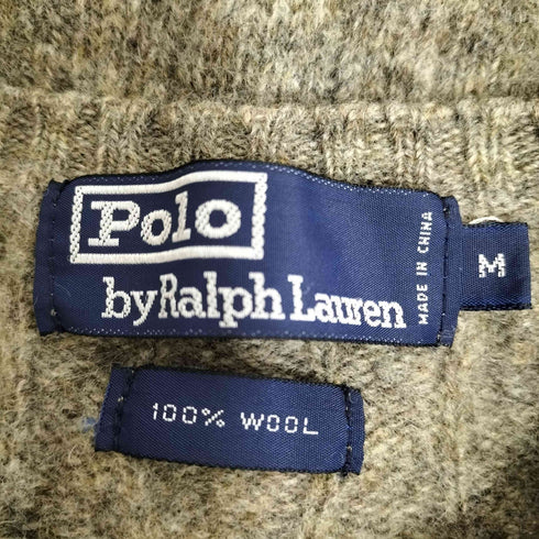 ポロバイラルフローレン Polo by RALPH LAUREN 100%ウール ケーブル編み メランジ クルーネック L/S 長袖 ニット メンズ import:M