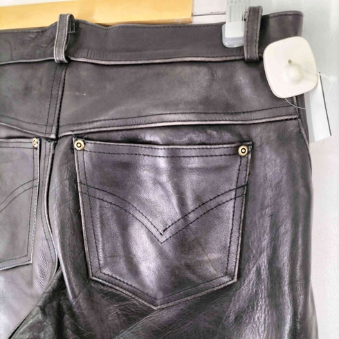 Real Leather ボタンフライ レザーパンツ メンズ UK:34-35
