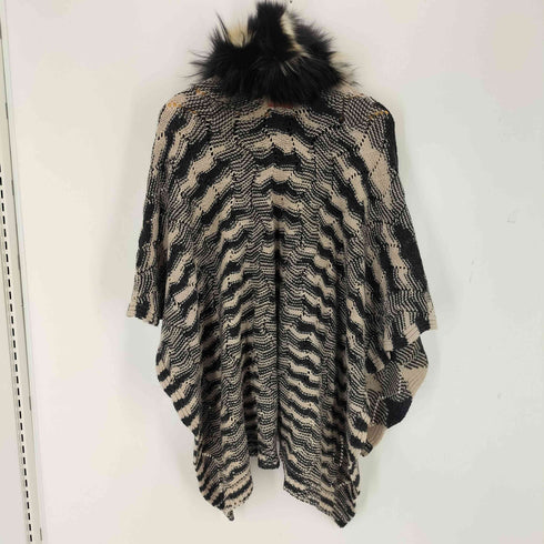 ミッソーニ MISSONI イタリア製 総柄 ファードッキング ニットポンチョ レディース