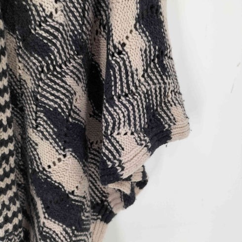 ミッソーニ MISSONI イタリア製 総柄 ファードッキング ニットポンチョ レディース