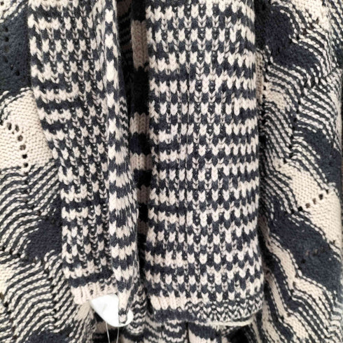 ミッソーニ MISSONI イタリア製 総柄 ファードッキング ニットポンチョ レディース