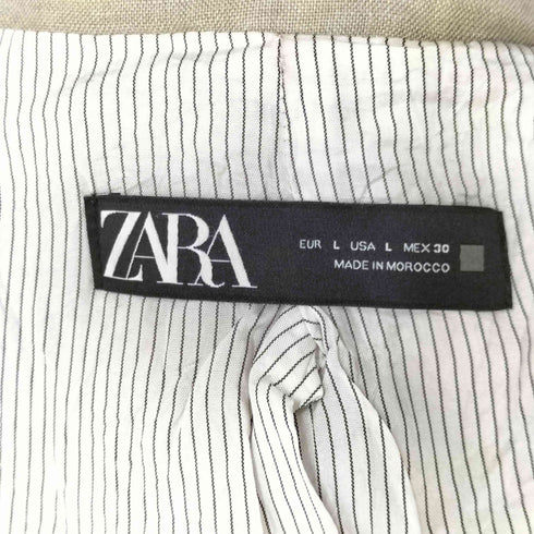 ザラ ZARA リネン100% ボタンレス テーラードジャケット レディース import:L