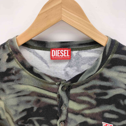 ディーゼル DIESEL T-SER Dロゴ ワッペン ゼブラモチーフ ヘンリーネック 長袖カットソー メンズ import:S