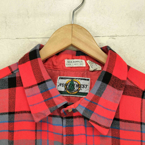 ノースウエストテリトリー NORTHWEST TERRITORY 80-90S チェック柄 アクリル 襟芯 長袖 2ポケット シャツ メンズ 2XT