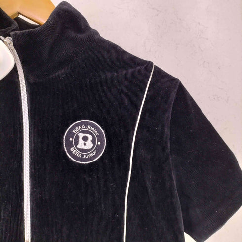 BERA JR ベラジュニア ロゴワッペン ベロア ハーフジップ 半袖 スウェット Y2K レディース L