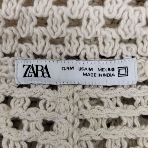 ザラ ZARA クロシェ編み オープンカラーシャツ メンズ M