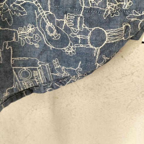 HANA TO GUITAR 花とギター 刺繍 ドルマンスリーブ スリット デニム シャツ レディース