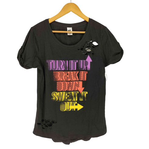 ZUMBA LOVE 両面プリント ダメージ加工 Tシャツ Y2K レディース