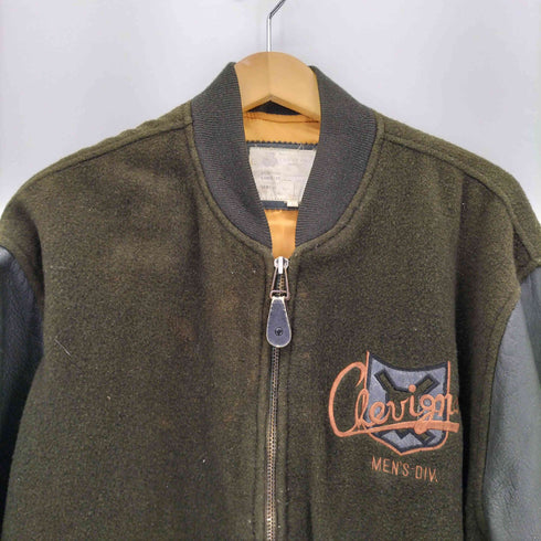 シェビニオン CHEVIGNON レザー切替刺繍スタジアムジャンパー メンズ import:L