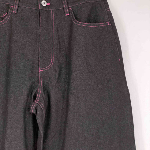 セダクル sedacle ピンクステッチ ワイドデニムパンツ メンズ JPN:M