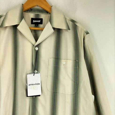 ショット Schott オープンカラー 長袖 ストライプシャツ メンズ import:M