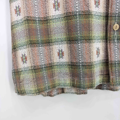 エメレオンドレ AIME LEON DORE 23ss Patterned Leisure Shirt Ikat Plaid 開襟 ネイティブ柄 チェック 長袖シャツ メンズ import:M