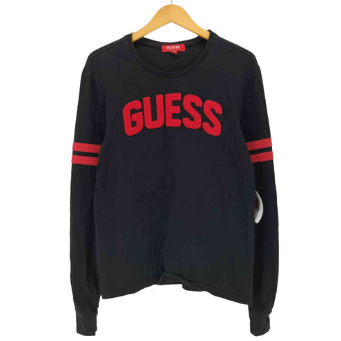 ゲス GUESS パイルロゴ クルーネック長袖Tシャツ メンズ import:S