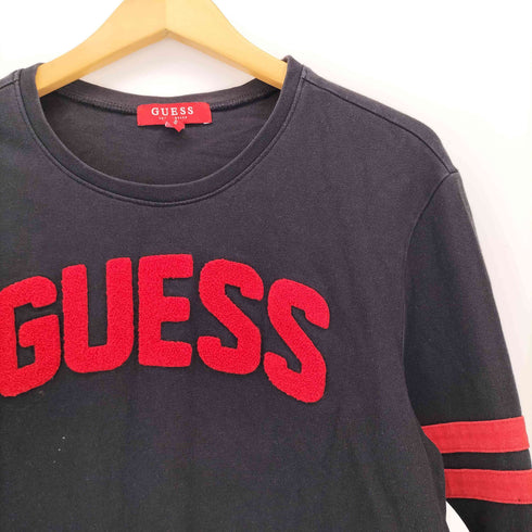 ゲス GUESS パイルロゴ クルーネック長袖Tシャツ メンズ import:S