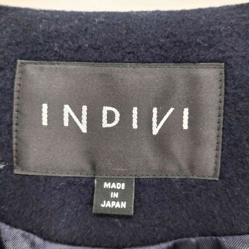 インディヴィ INDIVI スーパービーバーノーカラーコート レディース
