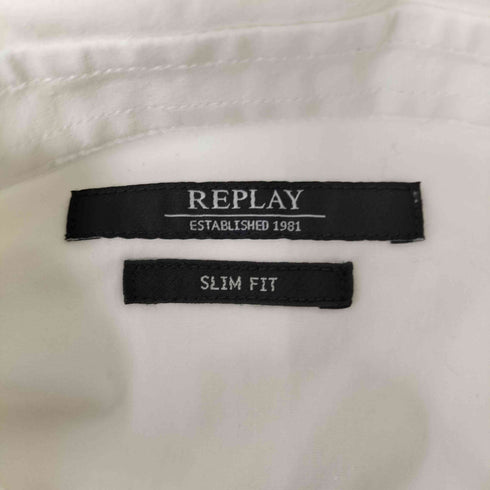 リプレイ REPLAY SLIM FIT ワンポイント 刺繍 長袖 ドレスシャツ メンズ L