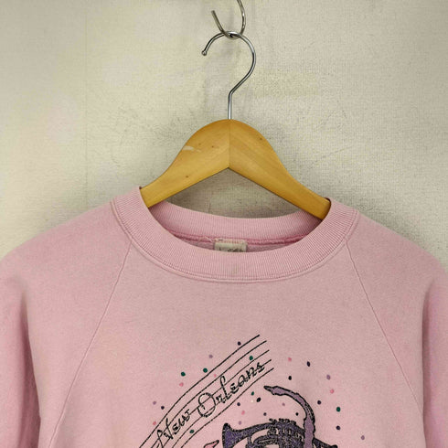 フルーツオブザルーム FRUIT OF THE LOOM USA製 80-90S フロントプリント ラグランクルーネックスウェット メンズ import:L