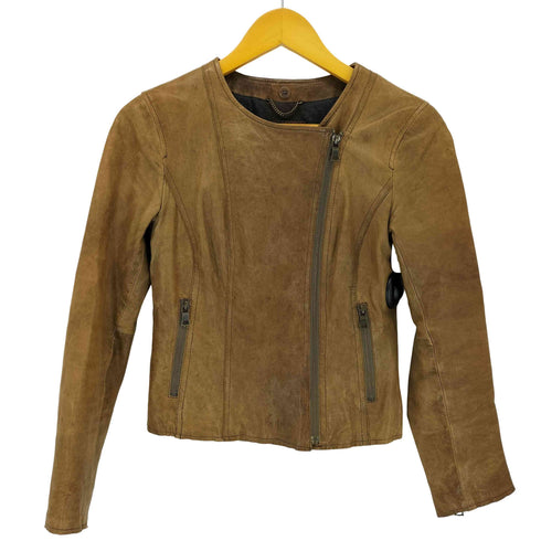 バナナリパブリック BANANA REPUBLIC ノーカラー ラムレザーライダースジャケット レディース XS