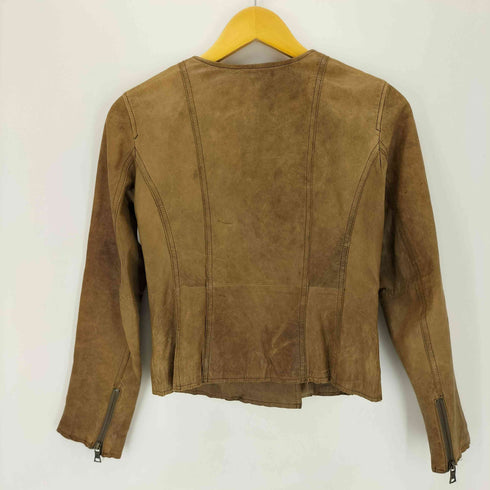 バナナリパブリック BANANA REPUBLIC ノーカラー ラムレザーライダースジャケット レディース XS