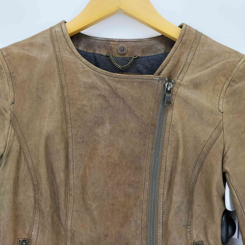 バナナリパブリック BANANA REPUBLIC ノーカラー ラムレザーライダースジャケット レディース XS