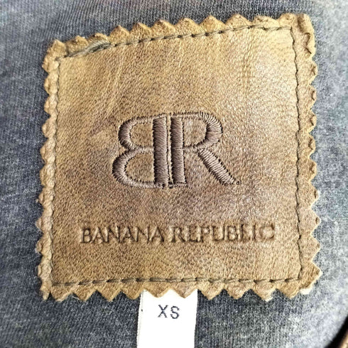 バナナリパブリック BANANA REPUBLIC ノーカラー ラムレザーライダースジャケット レディース XS