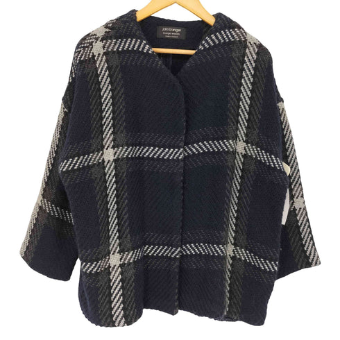 John Branigan ジョンブラニガン HIGHNECK VCOAT ウール混 チェック柄 ハイネック Vコート レディース