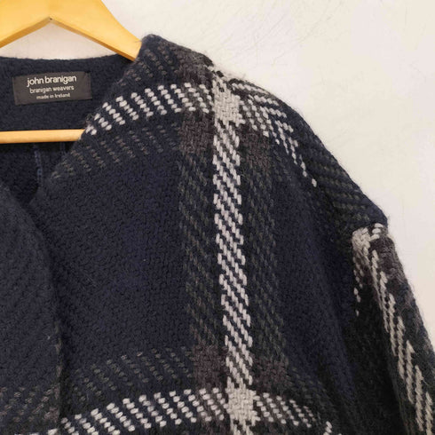 John Branigan ジョンブラニガン HIGHNECK VCOAT ウール混 チェック柄 ハイネック Vコート レディース
