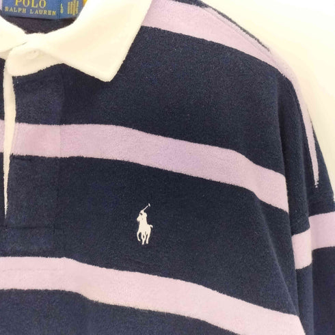 ポロラルフローレン POLO RALPH LAUREN パイル地 ボーダー ポニー刺繍 長袖ポロシャツ メンズ L