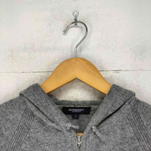 バーバリーロンドン BURBERRY LONDON CASHMERE 100% カシミヤ ホース刺繍 ジップアップパーカー レディース JPN:1