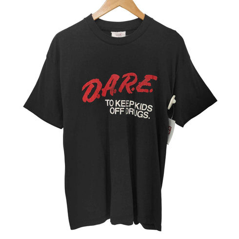90s USA製 袖シングルステッチ D.A.R.E. Drug Abuse Resistance Education プリント 半袖 Tシャツ メンズ import:XL
