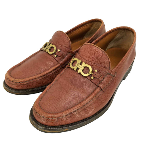 サルヴァトーレフェラガモ Salvatore Ferragamo ホースビット シボ革 レザー ローファー メンズ 8