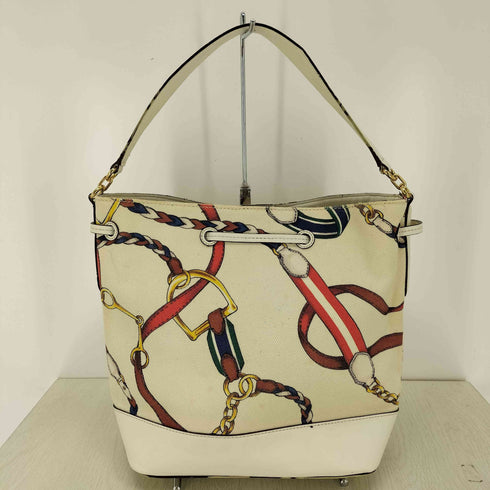 ローレンラルフローレン LAUREN RALPH LAUREN 馬具柄 レザー切替 キャンバス ショルダーバッグ レディース