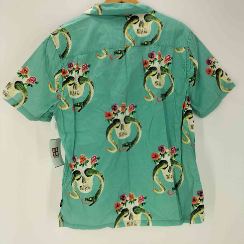 ステューシー Stussy Skull Pattern スカル スネーク フラワー パターン 総柄 開襟 オープンカラー アロハ ボックス シャツ メンズ import:M
