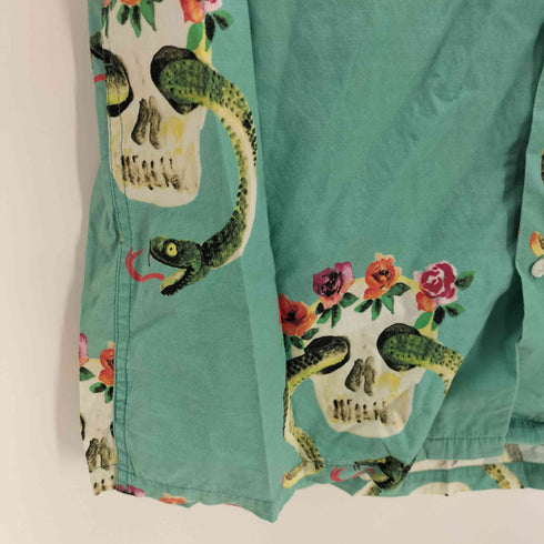 ステューシー Stussy Skull Pattern スカル スネーク フラワー パターン 総柄 開襟 オープンカラー アロハ ボックス シャツ メンズ import:M