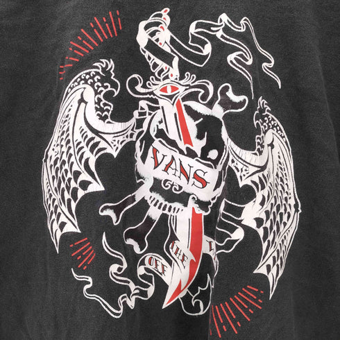 バンズ VANS 90S OLD アメリカン トラディショナル デザイン 両面 プリント ボックス Tシャツ ブラック 短丈 メンズ import:M