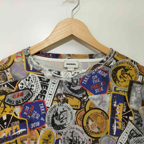 ディーゼル DIESEL 総柄 ワッペン柄 Tシャツ 半袖 メンズ import:M