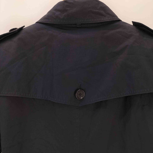 バーバリーブラックレーベル BURBERRY BLACK LABEL 裏地 ノバチェック ライナー ガンフラップ付き ブラック ダブル バルマカーン ステンカラー コート メンズ import:L